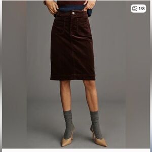 Maeve by Anthropologie Corduroy Skirt Wine Maroon Sz L